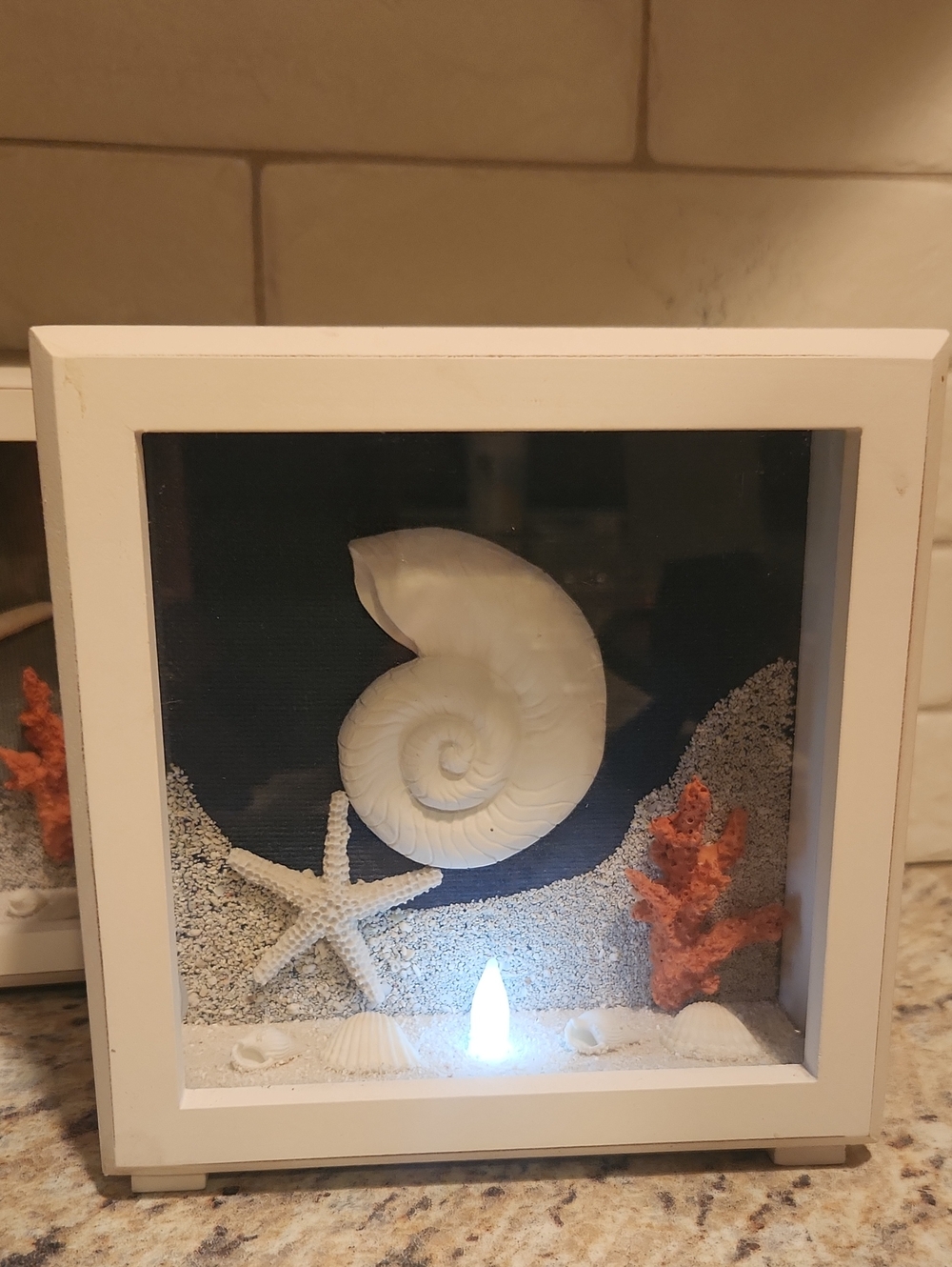Coastal LED Light Up Seashell Shadow Boxes Set Of 3 - Picture 4 of 10
